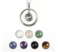 1x Crystal Beads 7 Snap Chunk Button Pendant Chain Necklace Gemstone DIY-Round-1 Necklce + 7 Beads Button