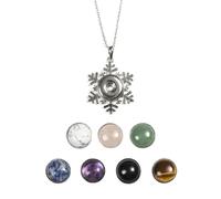 1x Crystal Beads 7 Snap Chunk Button Pendant Chain Necklace Gemstone DIY-Snowflake-1 Necklce + 7 Beads Button
