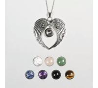 1x Crystal Beads 7 Snap Chunk Button Pendant Chain Necklace Gemstone DIY-Wings A-1 Necklce + 7 Beads Button