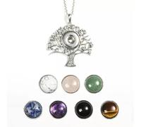 1x Crystal Beads 7 Snap Chunk Button Pendant Chain Necklace Gemstone DIY-Wisdom Tree-1 Necklce + 7 Beads Button
