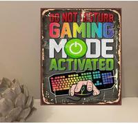 1x Do Not Disturb Gaming Mode Activated Vintage Rustic Metal Plaque Sign Gift Novelty mt902 (200mm x 150mm)