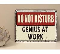 1x Do Not Disturb Genius At Work Metal Plaque Sign Gift House Novelty (mt834) (150mm x 100mm)