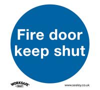 1x FIRE DOOR KEEP SHUT Health & Safety Sign - Rigid Plastic 80 x 80mm Warning