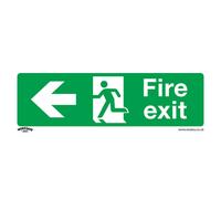 1x FIRE EXIT (LEFT) Health & Safety Sign - Rigid Plastic 300 x 100mm Warning