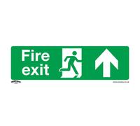 1x FIRE EXIT (UP) Health & Safety Sign - Rigid Plastic 300 x 100mm Warning