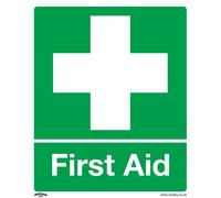 1x FIRST AID Health & Safety Sign - Rigid Plastic 250 x 300mm Warning Plate