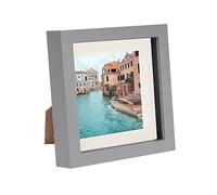 1x Grey 6" x 6" Acrylic Shadow Box Frame - Ivory 4" x 4" Mount - Deep Glass Photo Picture Flower Craft Memory Wall Display - By Nicola Spring