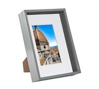 1x Grey A4 (8" x 12") Acrylic Deep Shadow Box Frame - White A5 Mount - Deep Glass Photo Picture Flower Craft Memory Wall Display - By Nicola Spring