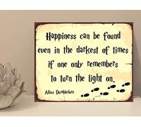 1x Happiness Can Be Found Wizard Quote Rustic Metal Plaque Sign Gift Novelty (mt799) (150mm x 100mm)