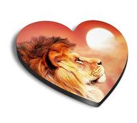 1x Heart MDF Magnet 6cm - African Lion Savannah Landscape King Sunset - Fridge Locker Office Whiteboard Toolbox #50050