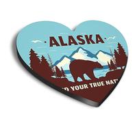 1x Heart MDF Magnet 6cm - Alaska Find Your True Nature - Fridge Locker Office Whiteboard Toolbox #60886