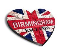 1x Heart MDF Magnet 6cm - Birmingham England Flag Circle - Fridge Locker Office Whiteboard Toolbox #61002