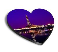 1x Heart MDF Magnet 6cm - Blackpool Tower Night Sky England UK - Fridge Locker Office Whiteboard Toolbox #50297