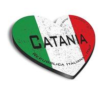 1x Heart MDF Magnet 6cm - Catania Italy Flag Circle - Fridge Locker Office Whiteboard Toolbox #59450