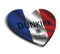 1x Heart MDF Magnet 6cm - Dunkirk France Flag Circle - Fridge Locker Office Whiteboard Toolbox #60175
