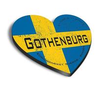 1x Heart MDF Magnet 6cm - Gothenburg Sweden Flag Circle - Fridge Locker Office Whiteboard Toolbox #60109