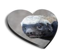 1x Heart MDF Magnet 6cm - Honey Badger Wild Animal Nature - Fridge Locker Office Whiteboard Toolbox #52967