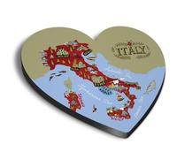 1x Heart MDF Magnet 6cm - Italy Italian Rome Map Travel Adventure - Fridge Locker Office Whiteboard Toolbox #58719