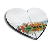 1x Heart MDF Magnet 6cm - Lake Bled Slovenia Autumn Travel - Fridge Locker Office Whiteboard Toolbox #51307