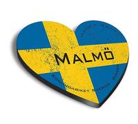 1x Heart MDF Magnet 6cm - Malmö Sweden Flag Circle - Fridge Locker Office Whiteboard Toolbox #60110