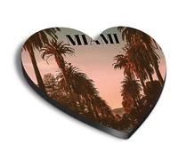 1x Heart MDF Magnet 6cm - Miami Florida Palm Tree Street - Fridge Locker Office Whiteboard Toolbox #63201