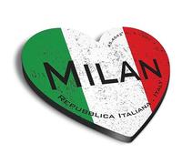 1x Heart MDF Magnet 6cm - Milan Italy Flag Circle - Fridge Locker Office Whiteboard Toolbox #59462
