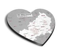 1x Heart MDF Magnet 6cm - Milton Keynes District - Fridge Locker Office Whiteboard Toolbox #55571