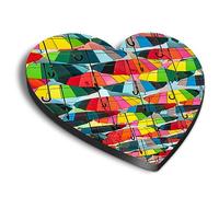 1x Heart MDF Magnet 6cm - Multicoloured Umbrellas Diversity - Fridge Locker Office Whiteboard Toolbox #51528
