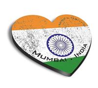 1x Heart MDF Magnet 6cm - Mumbai India Flag Stamp - Fridge Locker Office Whiteboard Toolbox #60271