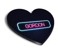 1x Heart MDF Magnet 6cm - Neon Sign Design Gordon Name - Fridge Locker Office Whiteboard Toolbox #351955