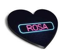 1x Heart MDF Magnet 6cm - Neon Sign Design Rosa Name - Fridge Locker Office Whiteboard Toolbox #353458
