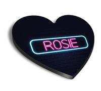 1x Heart MDF Magnet 6cm - Neon Sign Design Rosie Name - Fridge Locker Office Whiteboard Toolbox #353464