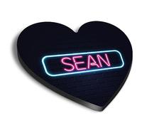 1x Heart MDF Magnet 6cm - Neon Sign Design Sean Name - Fridge Locker Office Whiteboard Toolbox #352473