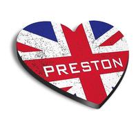 1x Heart MDF Magnet 6cm - Preston England Flag Circle - Fridge Locker Office Whiteboard Toolbox #60782
