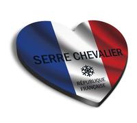 1x Heart MDF Magnet 6cm - Serre Chevalier France Flag Circle - Fridge Locker Office Whiteboard Toolbox #60048