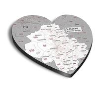 1x Heart MDF Magnet 6cm - Sheffield District - Fridge Locker Office Whiteboard Toolbox #55593