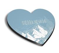 1x Heart MDF Magnet 6cm - Sierra Nevada Mountains Peak Adventure - Fridge Locker Office Whiteboard Toolbox #59269