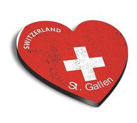 1x Heart MDF Magnet 6cm - St. Gallen Switzerland Flag Circle - Fridge Locker Office Whiteboard Toolbox #59861
