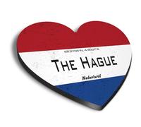 1x Heart MDF Magnet 6cm - The Hague Netherlands Flag Circle - Fridge Locker Office Whiteboard Toolbox #59200