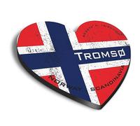 1x Heart MDF Magnet 6cm - Tromso Tromsø Norway Flag Norwegian - Fridge Locker Office Whiteboard Toolbox #59084