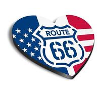 1x Heart MDF Magnet 6cm - USA Route 66 Flag America Travel - Fridge Locker Office Whiteboard Toolbox #56413