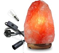 1x Himalayan Crystal Rock Salt Lamp Pink Light 100% Natural Hand Crafted Direct from The Foothills of Himalayas Wooden Base Calming Atmosphere Stress Relief & Meditation Table Lamps (2-3KG)