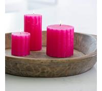 1x Hot Pink Candle, Rustic Scalloped Pillar Candles in Fuchsia - 3 Sizes **Sold Individually**, Shaped Chunky Bright Through Coloured Pillar Candle (7 x 13cm)