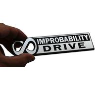 1x Improbability Drive Emblem 3D Car Badge Sticker Nameplate Fit for Universal Car Truck SUV Vehicle Window Door 6 Inches Long Chrome