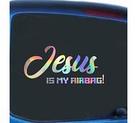 1x Jesus is My Airbag Oil Slick Chrome Holographic Car/Van Sticker Decal Bumper JDM Sticker os31
