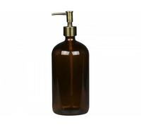 1x Large Brown Glass Refill Pump Bottle, Soap Toiletries Refillable Dispenser