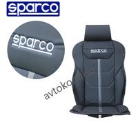 1x Leather SPARCO Ergonomic Backrest Cushioned Universal Front Seat Cover BLACK