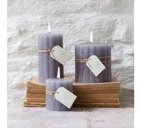 1x Light Grey Coloured Pillar Candle, Scalloped Shape Candle, Large Individual Chunky Rustic Candle, Unscented Light Grey Chunky Candle, Single Pale Grey Candle 10 x 10cm (Large)