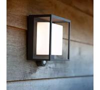 1x Lutec Curtis Solar 3w LED Outdoor grey Wall Light PIR Sensor IP54 warm white