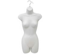 1x Matt White-Full Hanging Female Mannequin Torso - Lightweight Polyethylene Display Bust - Wall-Mountable Body Form - Pack 1